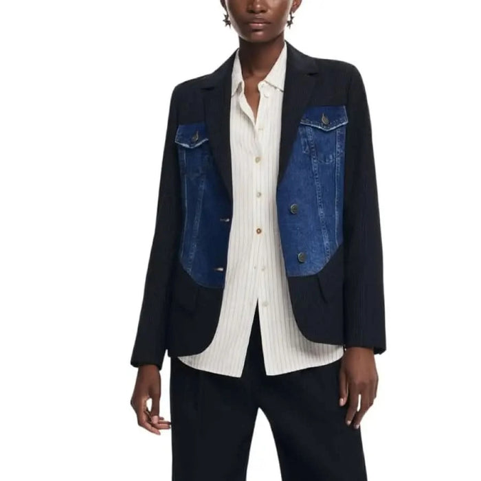 Blazer with contrasting denim panels featured in Desigual Women’s collection