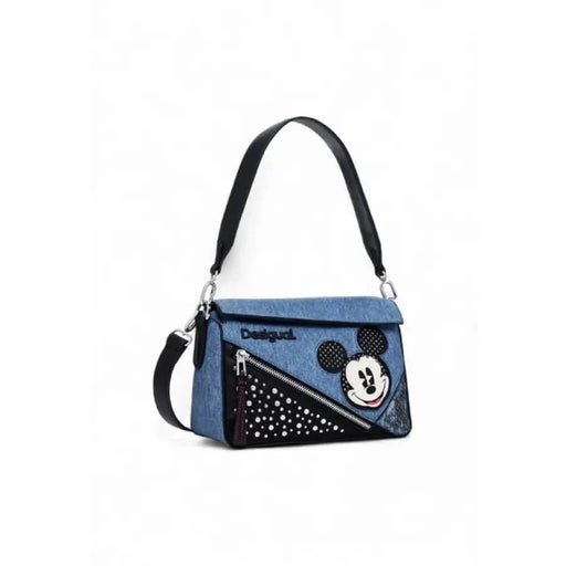 Blue and black Disney Mickey Mouse handbag by Desigual with sparkly accents and zipper