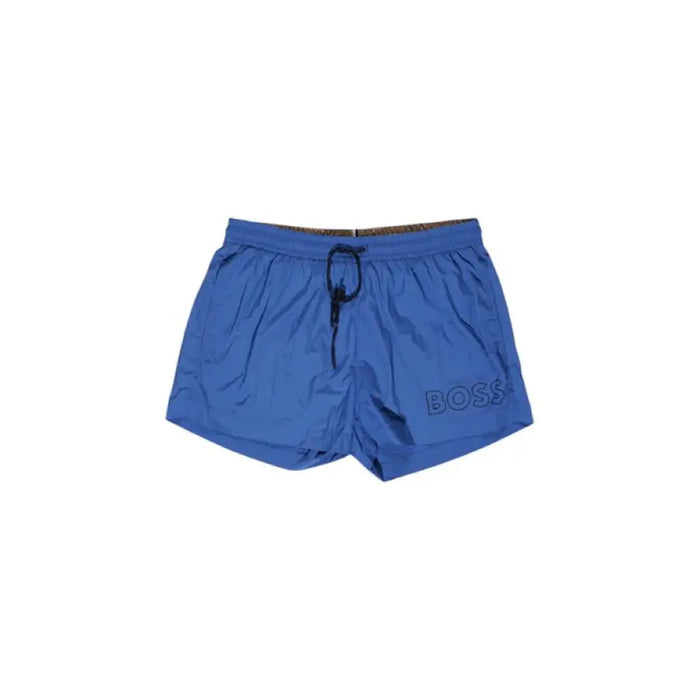 Blue BOSS swim shorts featuring a drawstring waist from Boss Men’s Black Swimwear collection