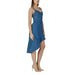 Blue denim asymmetrical dress from Desigual, featuring a V-neck and adjustable straps