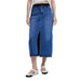 Blue denim midi skirt with front slit from Desigual featuring zip and button closure