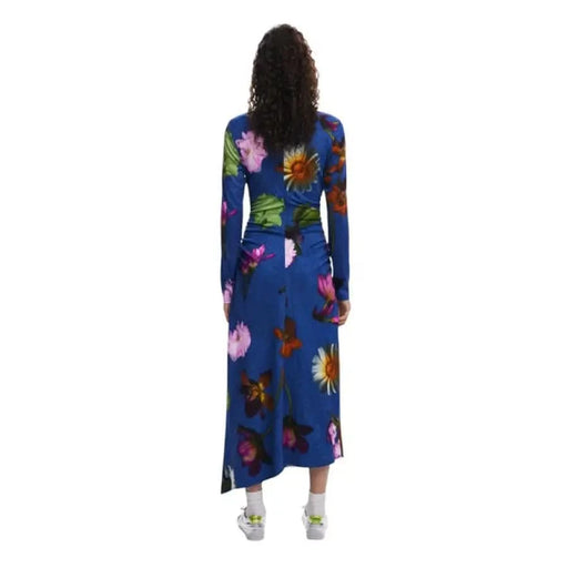 Blue floral long-sleeved dress from Desigual Women’s Long Blue Print Dress collection