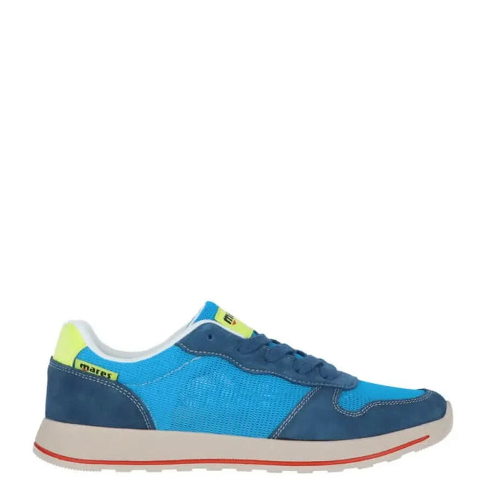 Blue and navy athletic sneaker with neon yellow accents from Mares Men Sneakers