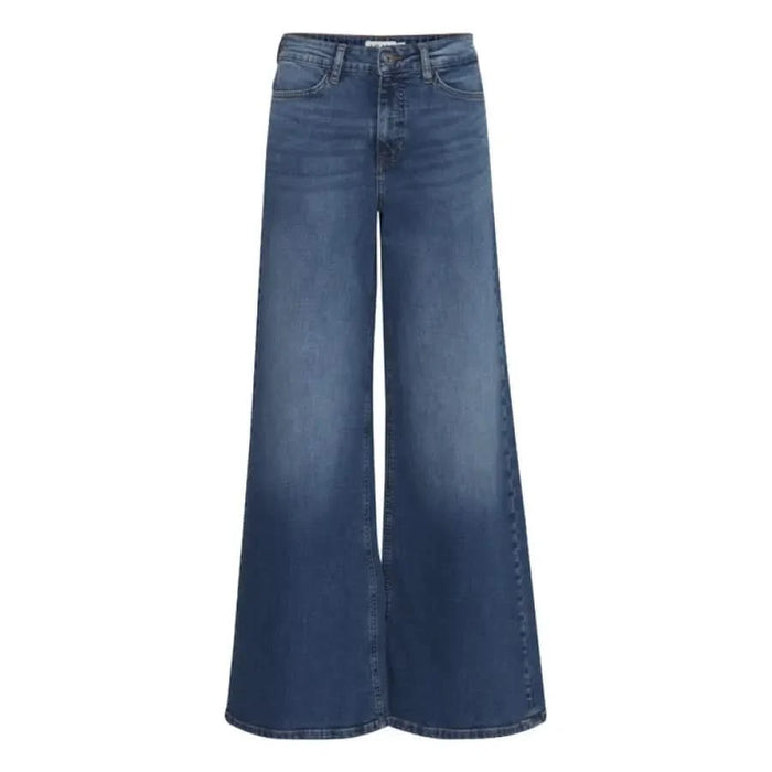 Blue wide-leg denim jeans featured in Ichi Women Green Jeans with Pockets collection