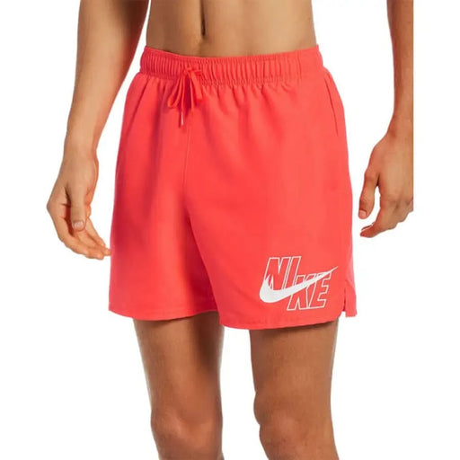 Bright coral Nike athletic shorts with elastic waistband and drawstring by Nike Swim Men Swimwear