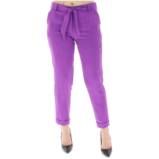 Bright purple trousers with tie waist and cuffed ankles from Sol Wears Women