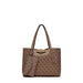 Spring summer Guess women bag featuring a brown pattern design.