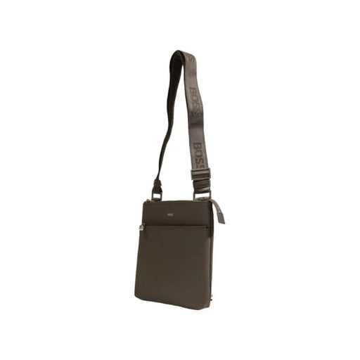 Brown leather messenger bag with adjustable strap from Boss Green for men