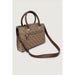 Brown patterned Guess Women Bag with leather handles and detachable shoulder strap