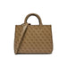 Brown patterned Guess Women Bag with top handles and detachable shoulder strap