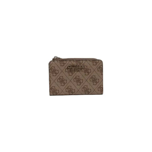 Brown patterned Guess Women wallet with zipper closure for stylish organization