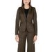 Brown tailored women’s suit jacket with single button from Ichi Women Blazer