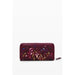 Burgundy leather wallet with floral cutout design from Desigual Women’s collection