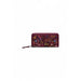 Burgundy leather wallet with vibrant floral embroidery by Desigual for women