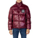 Burgundy puffer jacket with high collar and logo patch from Armani Exchange Men Jacket