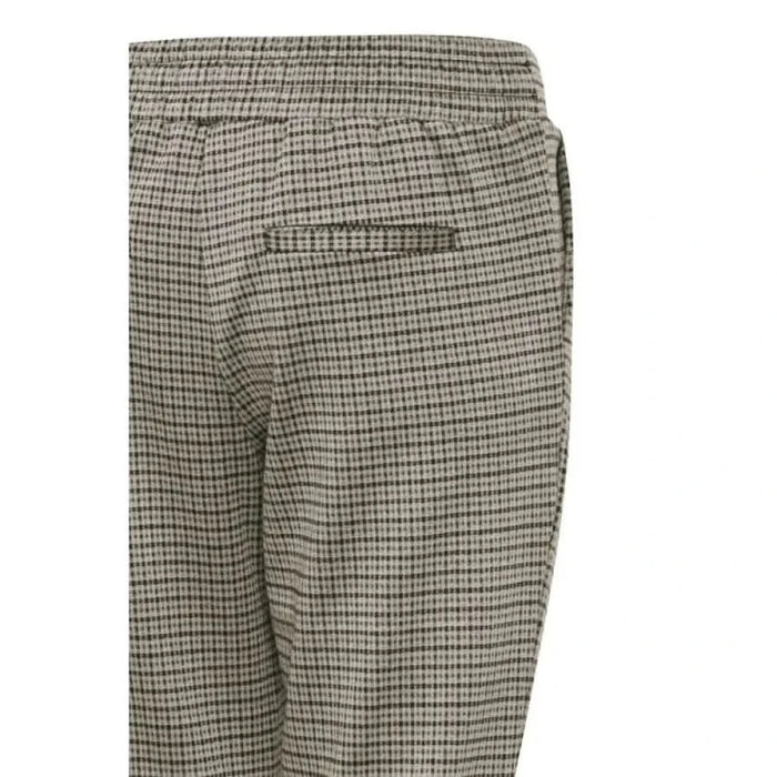 Checkered houndstooth trousers with elastic waistband and back pocket - Ichi Women Trousers