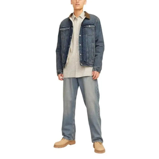 Classic blue denim jacket by Jack & Jones featuring button closures and chest pockets