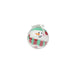 Clear glass Christmas ornament with a snowman and red green stripes design