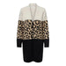 Color-block cardigan featuring leopard print, solid cream and black sections by Only