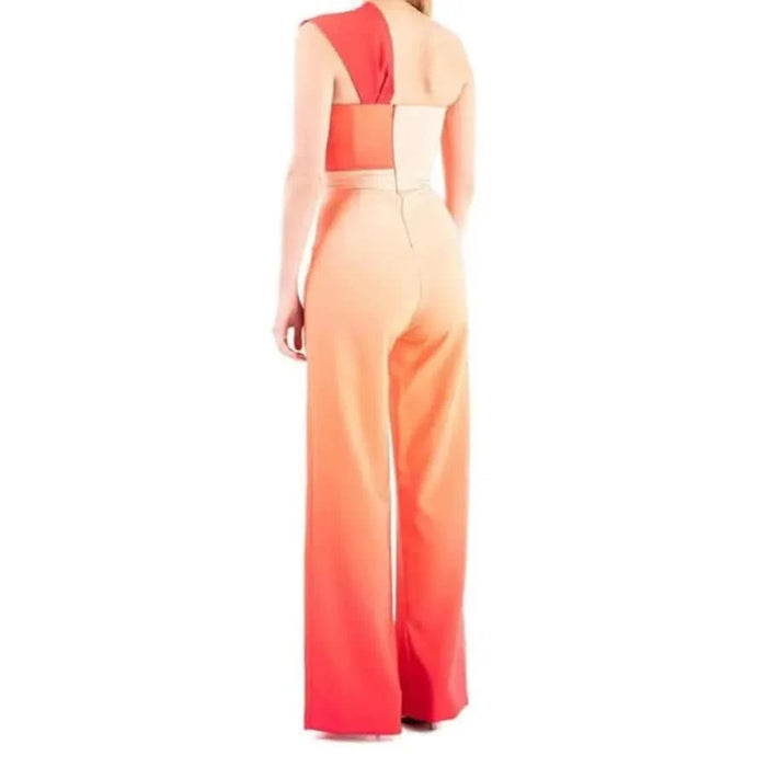 Color-blocked Silence Women Orange Sleeveless Jumpsuit with Sweetheart Neckline