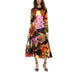 Colorful abstract-patterned long-sleeved Desigual midi dress with flared skirt