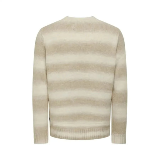 Cream-colored knit sweater with horizontal stripes from Only & Sons Men Knitwear