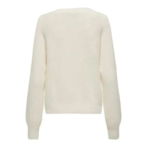 Cream-colored knit sweater with long sleeves and round neckline from Only Women Cardigan