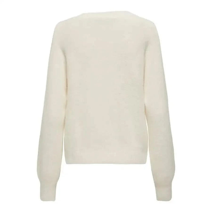 Cream-colored knit sweater with long sleeves and round neckline from Only Women Cardigan