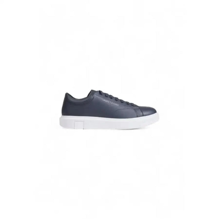 Dark blue leather sneaker with white sole and laces by Armani Exchange