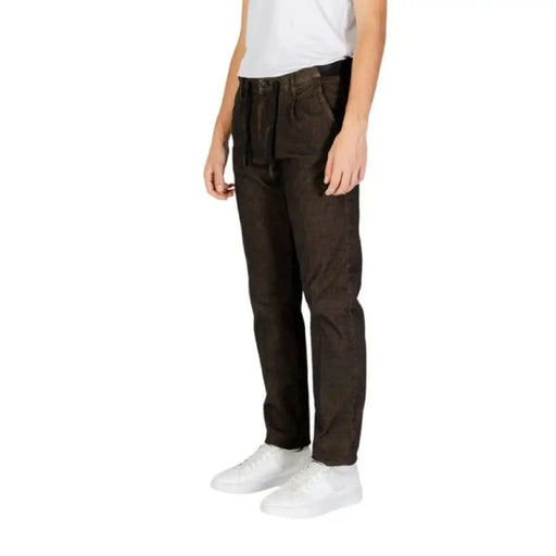 Dark brown straight-leg casual pants from Hamaki-ho for men