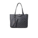 Dark gray patterned tote bag with leather handles and pouch by Guess Women Bag