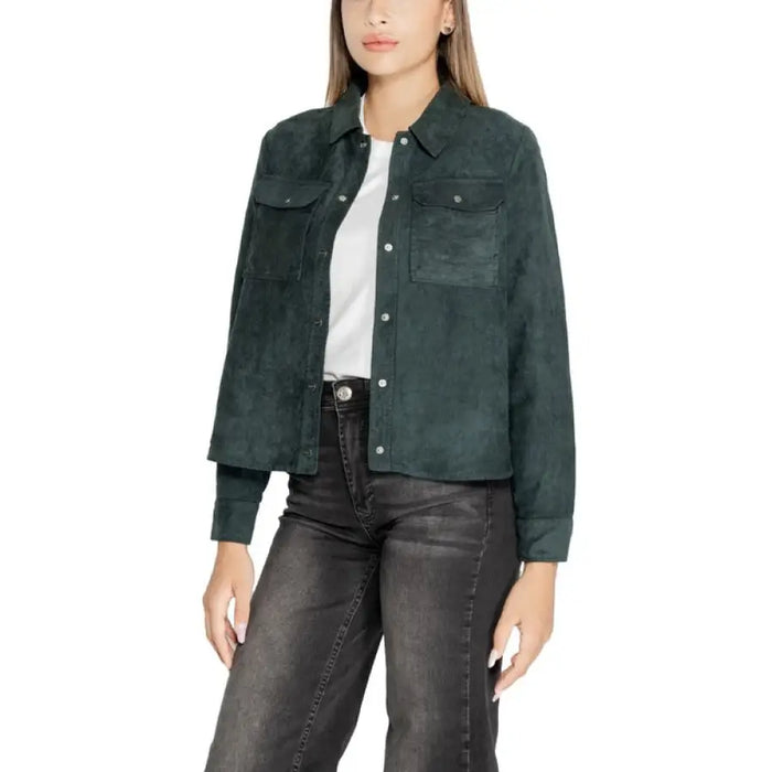 Dark green corduroy jacket with pockets and button closure from Street One Women Shirt