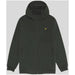 Dark green hooded jacket with yellow Lyle & Scott logo emblem for men