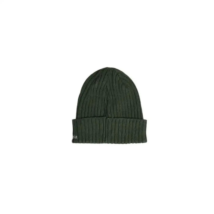 Dark green ribbed knit beanie with a folded brim from Columbia Men Cap collection