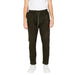 Dark olive green jogger pants with drawstring waist and side pockets by Gianni Lupo