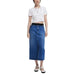 Desigual Women’s Blue Denim Midi Skirt with Zip and Button Closure for stylish comfort