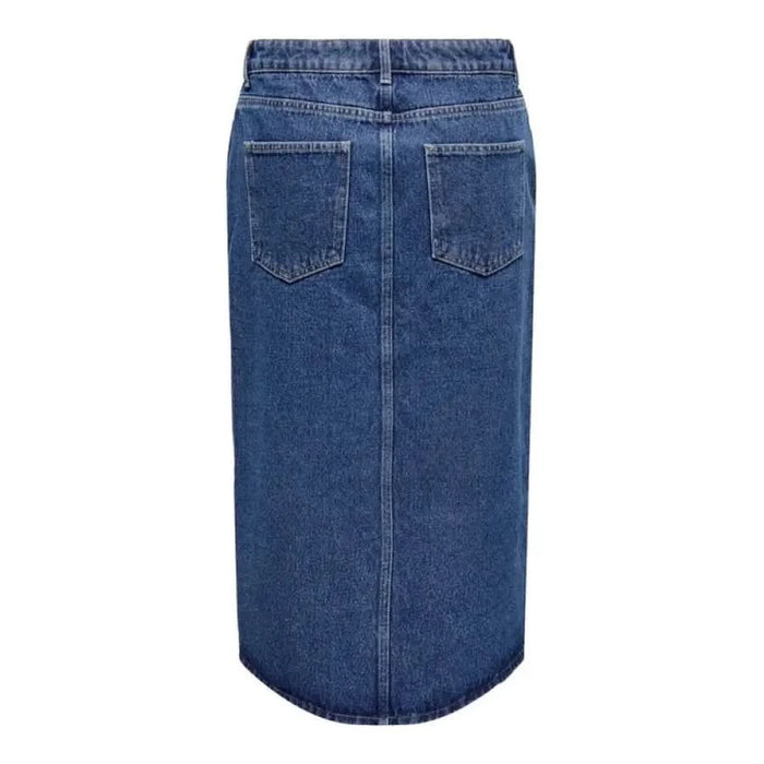 Only - Only Women Skirt: Denim midi skirt with back pockets and center seam