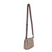 Designer crossbody handbag with monogram pattern and brown leather strap by Guess