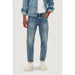 Distressed light-wash tapered fit denim jeans for men by Only & Sons in 100% cotton