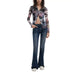 Flared blue jeans with a cropped floral print jacket for Desigual Women’s Shirt