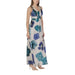 Floral-patterned Maxi Dress by Rinascimento in Green with Sleeveless V-Neck Design