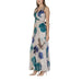 Floral print maxi dress featuring Rinascimento Green Sleeveless V-Neck style