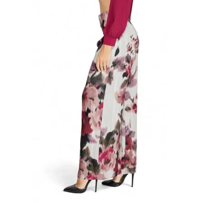 Bordeaux Floral Trousers by Rinascimento featuring watercolor floral print palazzo pants