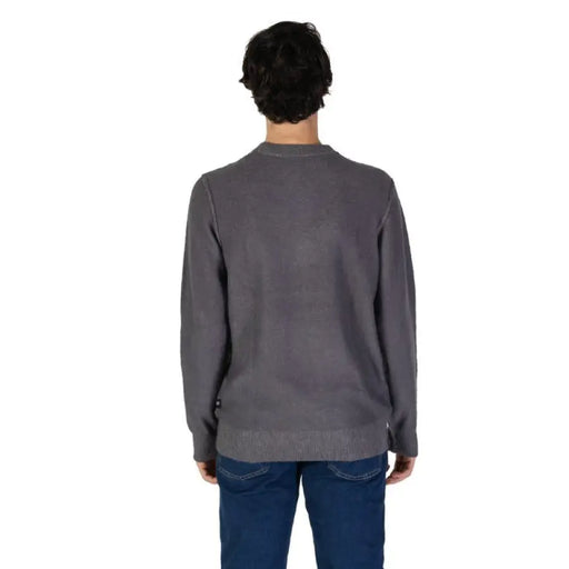 Gray crewneck sweater from the back, showcasing the Gas Men Grey Knit Sweater design