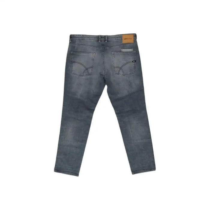 Gray denim jeans with faded wash and back pockets, Gas Men Grey Jeans with zip button closure