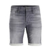 Gray denim shorts with rolled cuffs and button fly by Jack & Jones for men