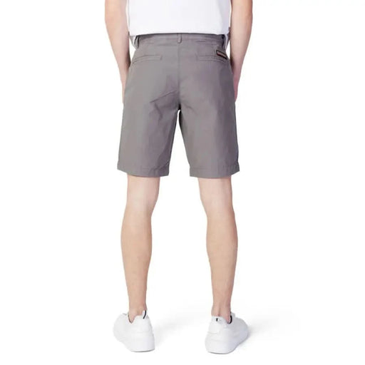 Gray knee-length shorts worn by a person showcasing Napapijri Men Shorts collection