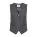 Gray pinstriped waistcoat featuring three buttons and two pockets from Jacqueline De Yong