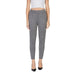 Gray plaid ankle-length dress pants with tapered legs featured in Ichi Women Green Trousers