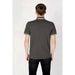 Gray Ea7 Men Polo shirt with white trim viewed from the back